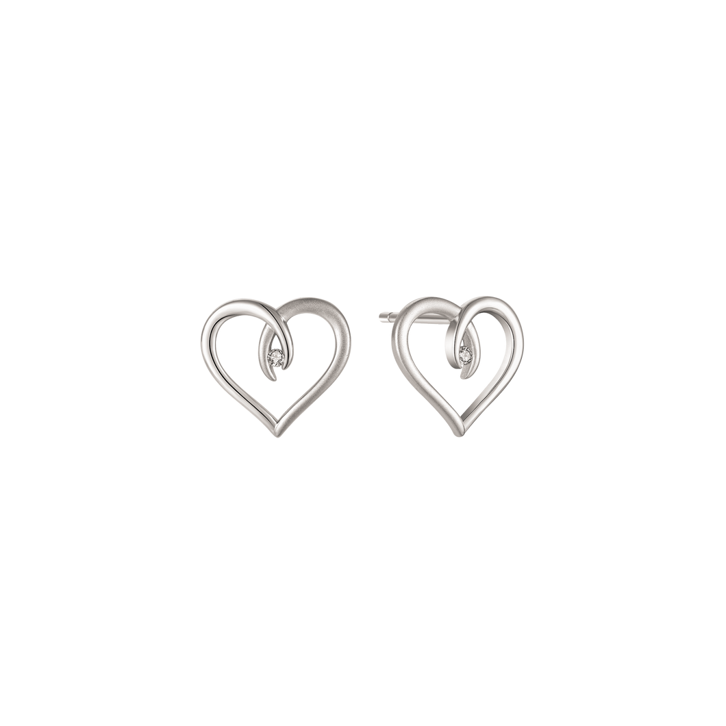 Earrings with heart-shaped aquamarine and synthetic. zirconia (925)