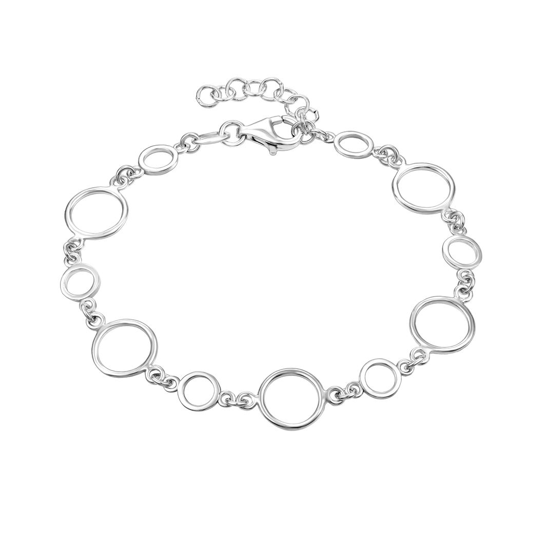 Bracelet with small and large round links in sterling silver (925)