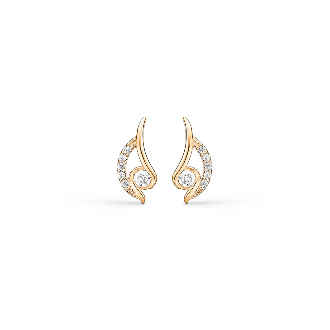 Earrings 14 kt. gold with synth. zirconia (585)